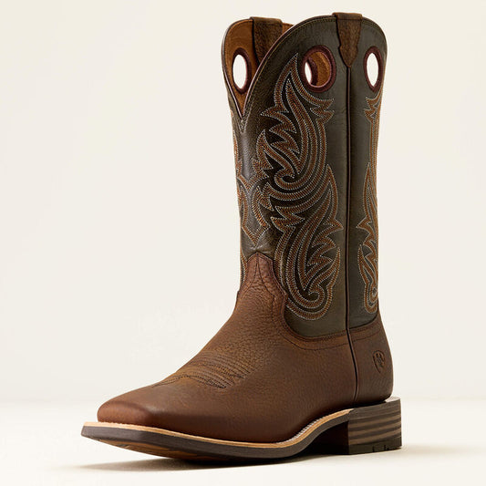 Ariat Men's Highland Toughstock Wide Square Toe Cowboy Boot-Brown Oiled Rowdy/ Timber Olive - Irvine Tack & Western Wear
