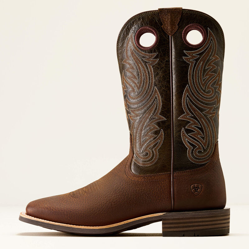 Ariat Men's Highland Toughstock Wide Square Toe Cowboy Boot-Brown Oiled Rowdy/ Timber Olive - Irvine Tack & Western Wear