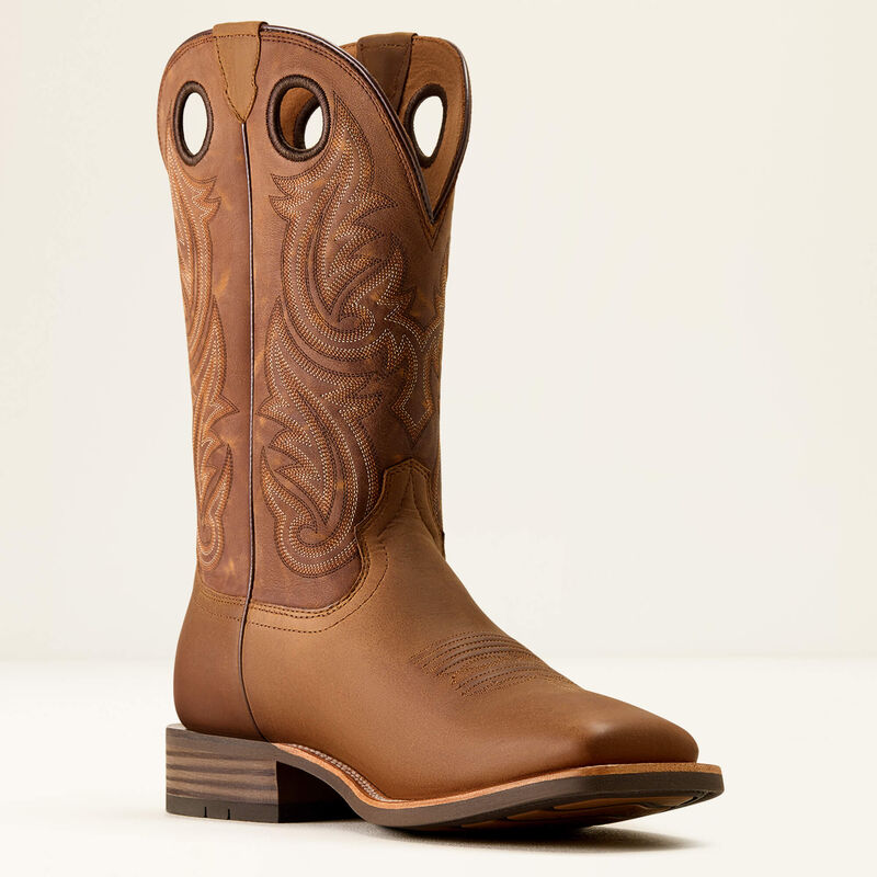Ariat Men's Highland Toughstock Wide Square Toe Cowboy Boot- Distressed Brown/Tack Room Brown - Irvine Tack & Western Wear