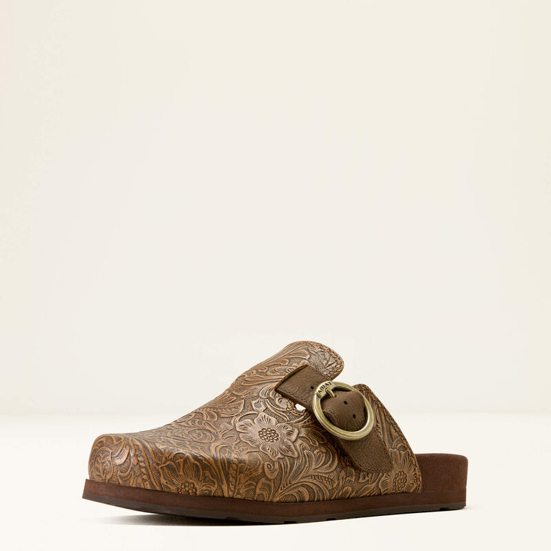 Ariat Women's Country Mule- Brown Floral Emboss - Irvine Tack & Western Wear
