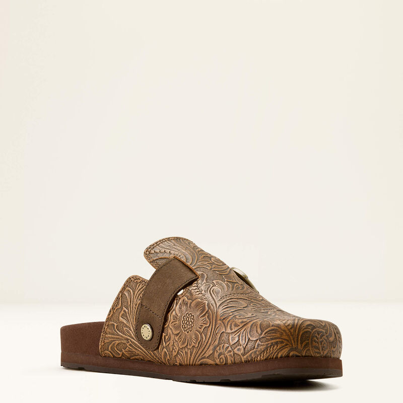 Ariat Women's Country Mule- Brown Floral Emboss - Irvine Tack & Western Wear