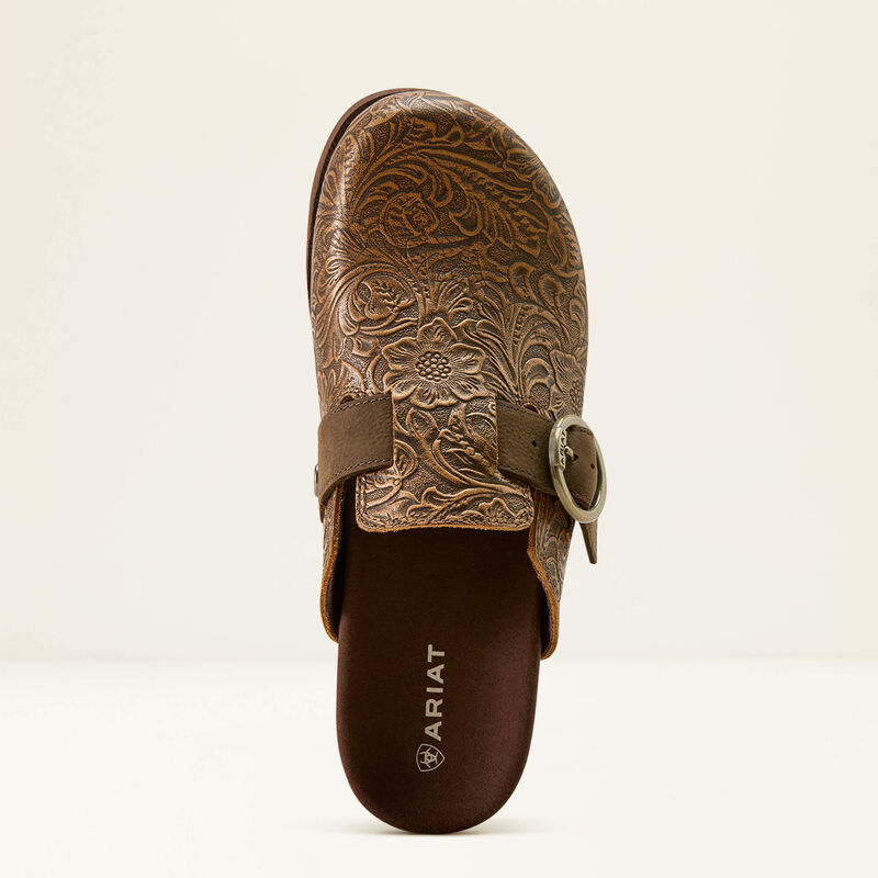 Ariat Women's Country Mule- Brown Floral Emboss - Irvine Tack & Western Wear