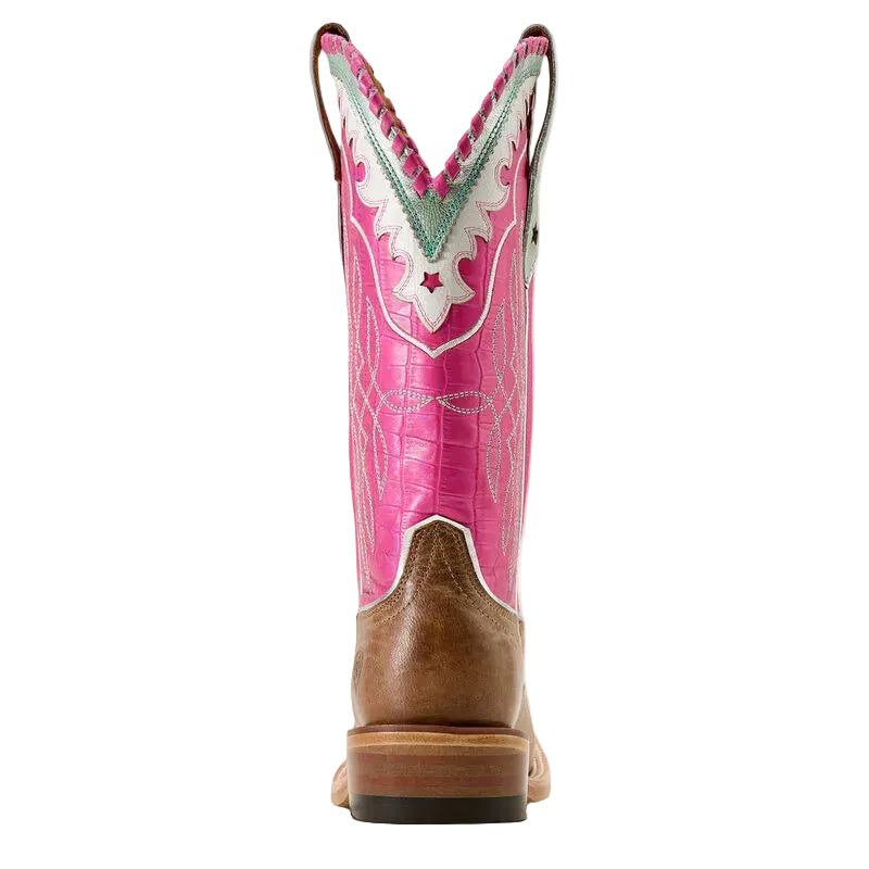 Ariat Women's Riata Wide Square Toe Western Boot - Fawn/Knockout Pink