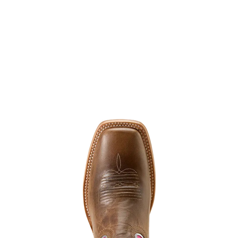 Ariat Women's Riata Wide Square Toe Western Boot - Fawn/Knockout Pink