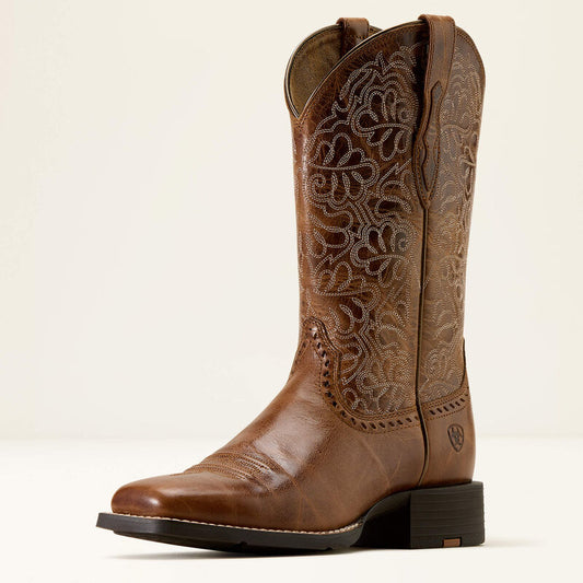 Ariat Women's Round Up Remuda Square Toe Western Boot- Aged Tan - Irvine Tack & Western Wear