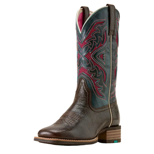 Ariat Women's San Angelo VentTEK 360 Wide Square Toe Western Boot - Chocolate Chip/Loyal Blue