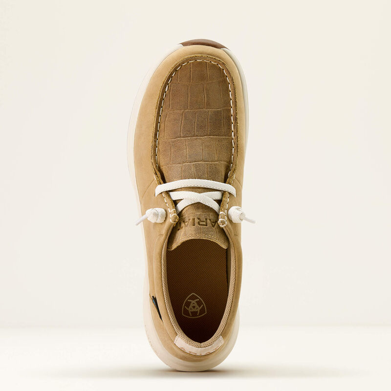 Ariat Women's Buckeye Waterproof Shoe- Light Tan Naturally Distressed Croc Print - Irvine Tack & Western Wear