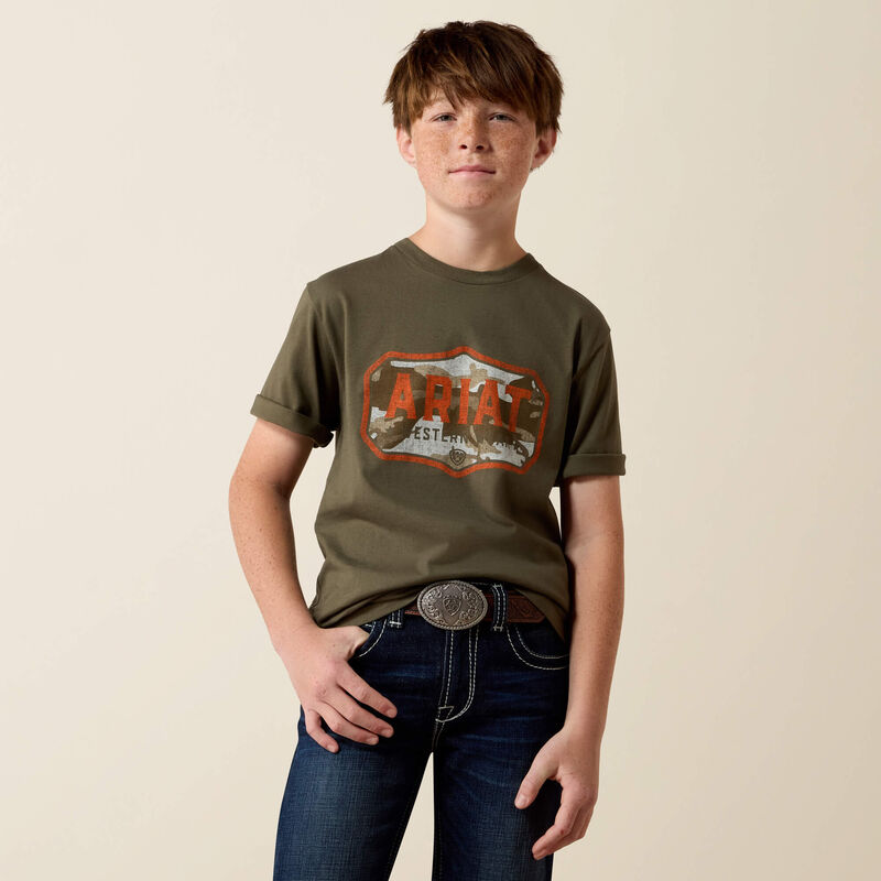 Ariat Youth Wild Creek Camo T-Shirt - Army Green