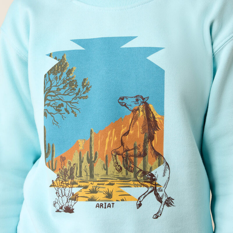 Ariat Youth Stallion Crew Sweatshirt - Aquaesque