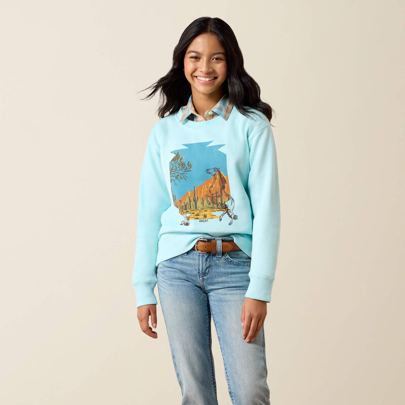 Ariat Youth Stallion Crew Sweatshirt - Aquaesque