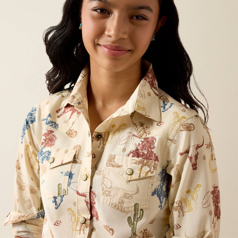 Ariat Youth Ranch Tale Western Snap Shirt - Desert Run Toile