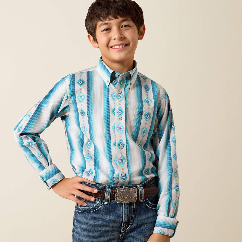 Ariat Youth Powers Classic Fit Shirt - Grey Multi Serape Stripe
