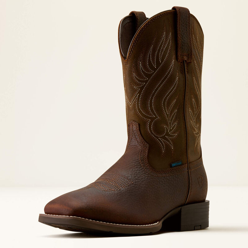 Ariat Men's Sport Riggs Waterproof Wide Square Toe Cowboy Boot- Copper Kettle Espresso Tan