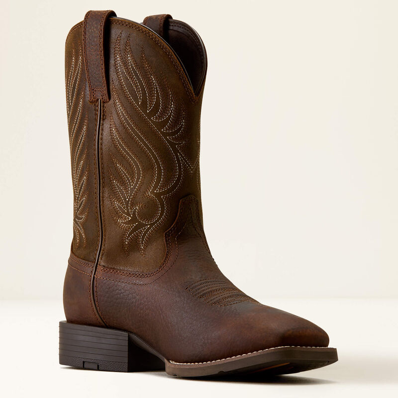 Ariat Men's Sport Riggs Waterproof Wide Square Toe Cowboy Boot- Copper Kettle Espresso Tan