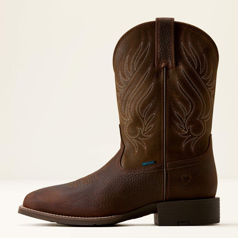 Ariat Men's Sport Riggs Waterproof Wide Square Toe Cowboy Boot- Copper Kettle Espresso Tan