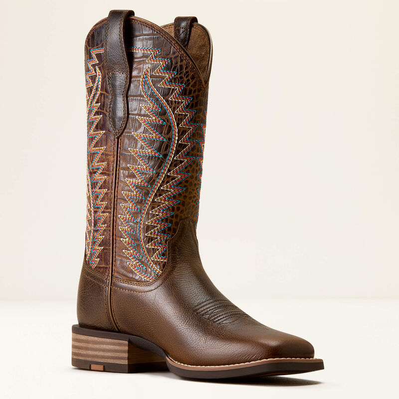 Ariat Women's Monte Vista Wide Square Toe Western Boot- Wicker Chocolate Croc Print