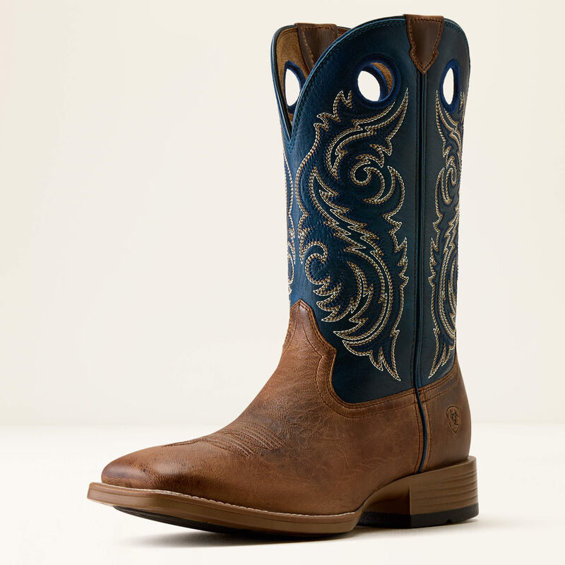 Ariat Men's Redcliff Wide Square Toe Cowboy Boot- Autumn Tan Midnight Azure