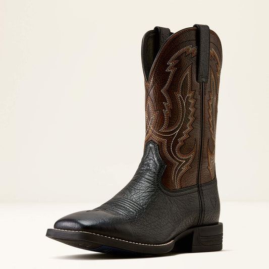 Ariat Men's Steadfast Wide Square Toe Cowboy Boot- Void Black Aged Peanut