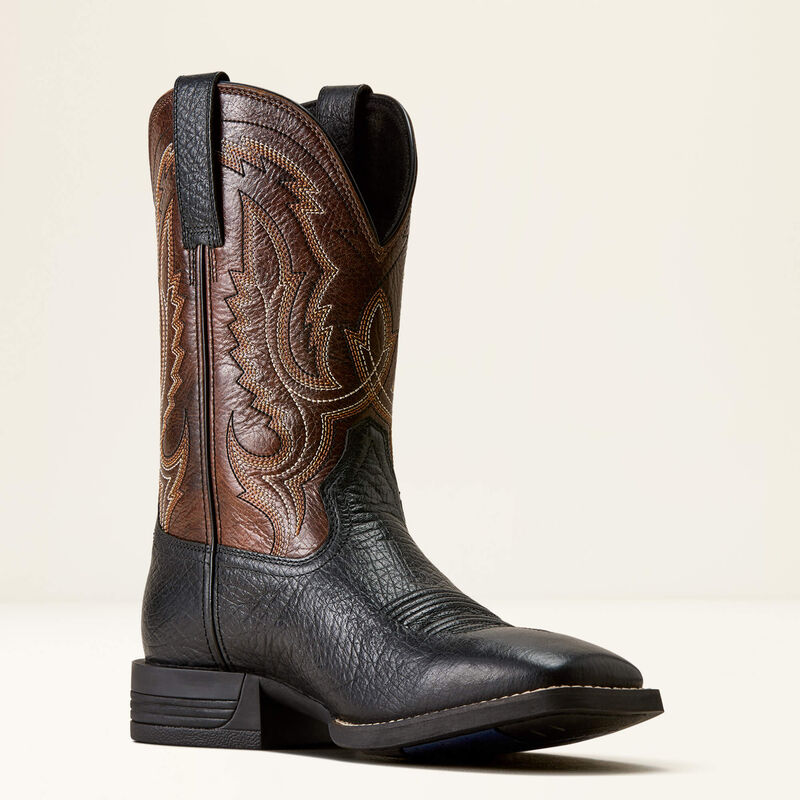 Ariat Men's Steadfast Wide Square Toe Cowboy Boot- Void Black Aged Peanut