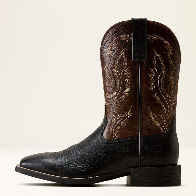 Ariat Men's Steadfast Wide Square Toe Cowboy Boot- Void Black Aged Peanut