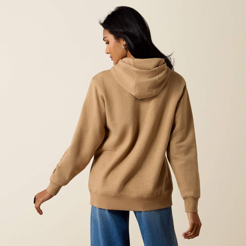 Ariat Women's Long Sleeve Logo Hoodie- Khaki Heather