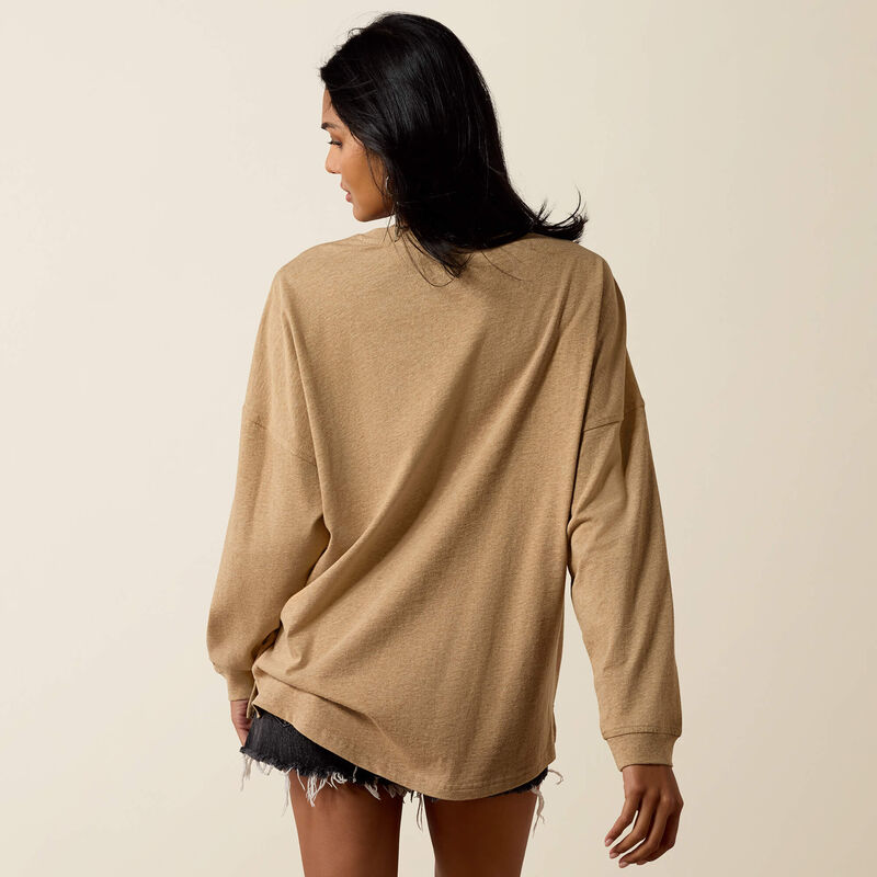 Ariat Women's Long Sleeve Canvas Oversized Western Designed Tee Shirt-Multiple Colours