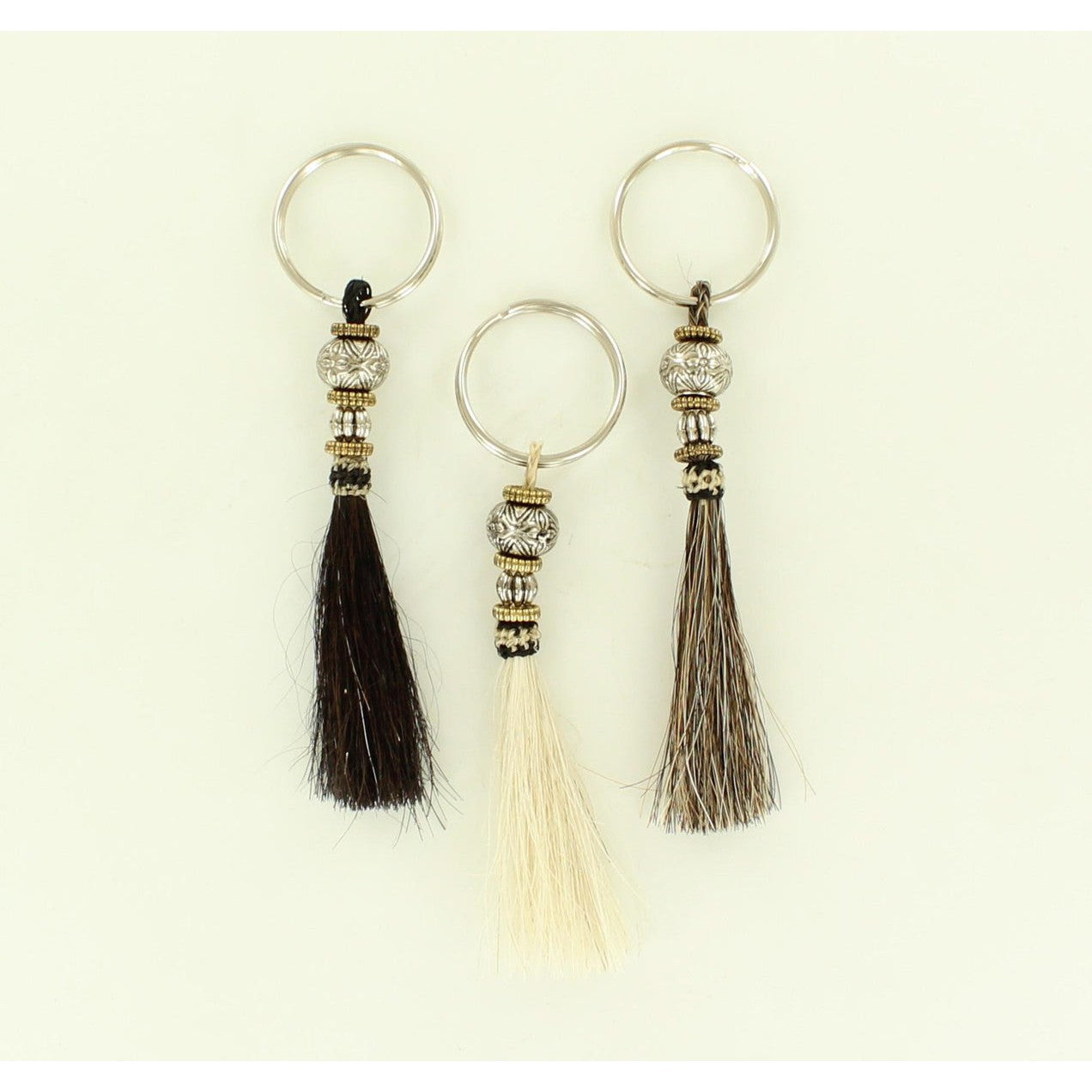 Double S 100% Horsehair Keychain w/Beads - Assorted