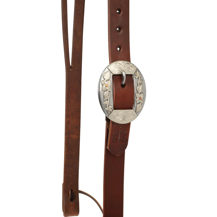 STS Ranch Signature 1 " Tack Harness Leather Split Ear Headstall- Floral