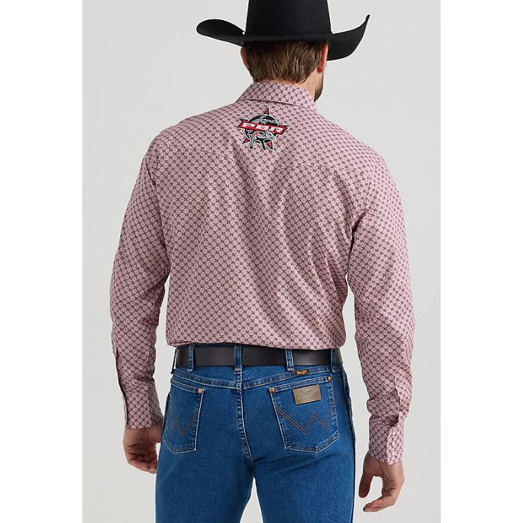 Wrangler  Men's PBR Logo Western Shirt- Red Rodeo