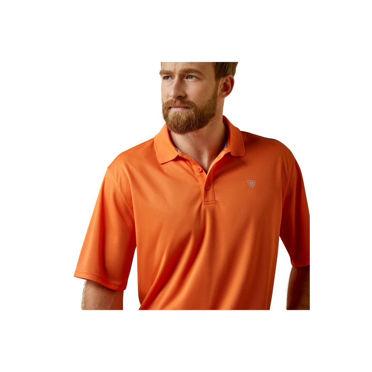 Ariat Men's TEK Short Sleeve Orange Polo- Celosia Orange