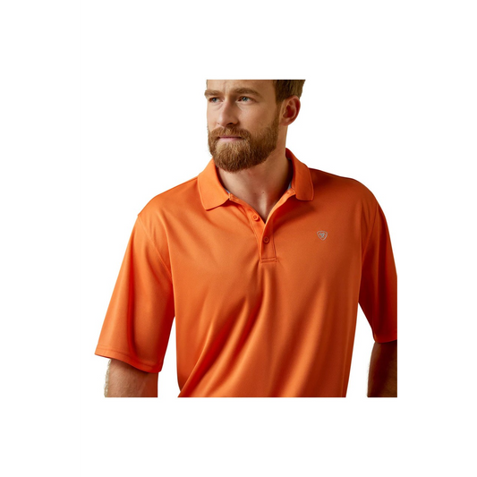 Ariat Men's TEK Short Sleeve Orange Polo- Celosia Orange