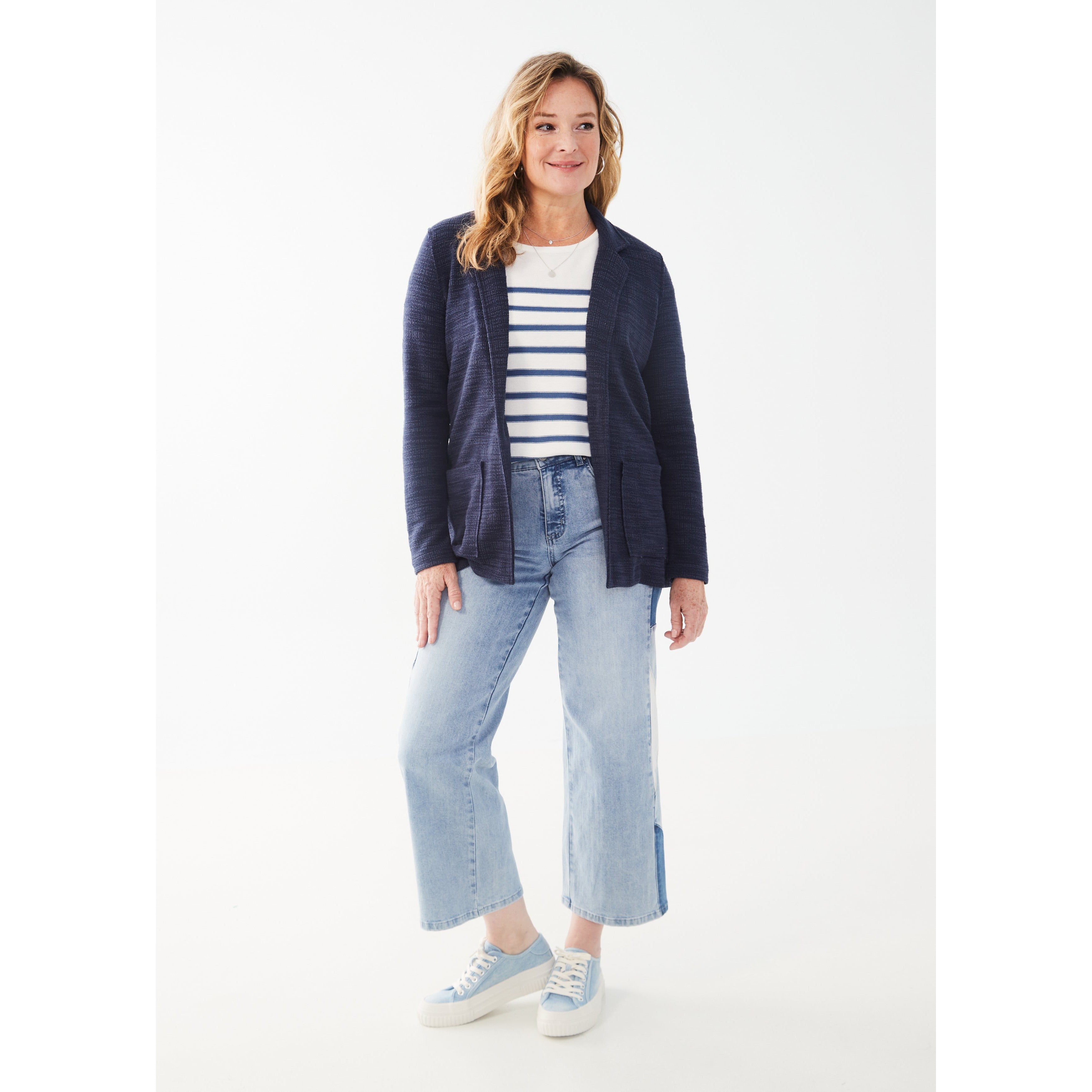 Navy knit clearance blazer womens