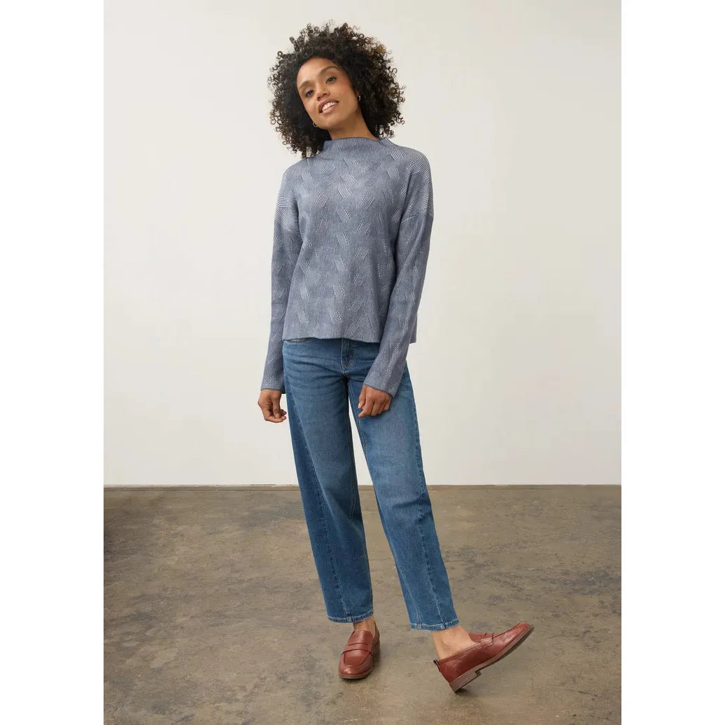 FDJ Long Sleeve Funnel Neck Sweater - Stormcloud/Light Grey