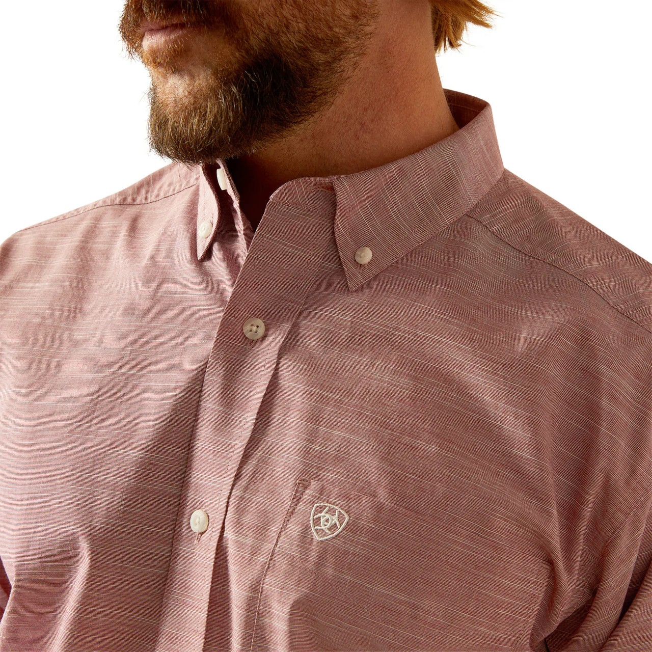 Ariat Men's Long Sleeve Solid Slub Classic Fit Shirt- Brick