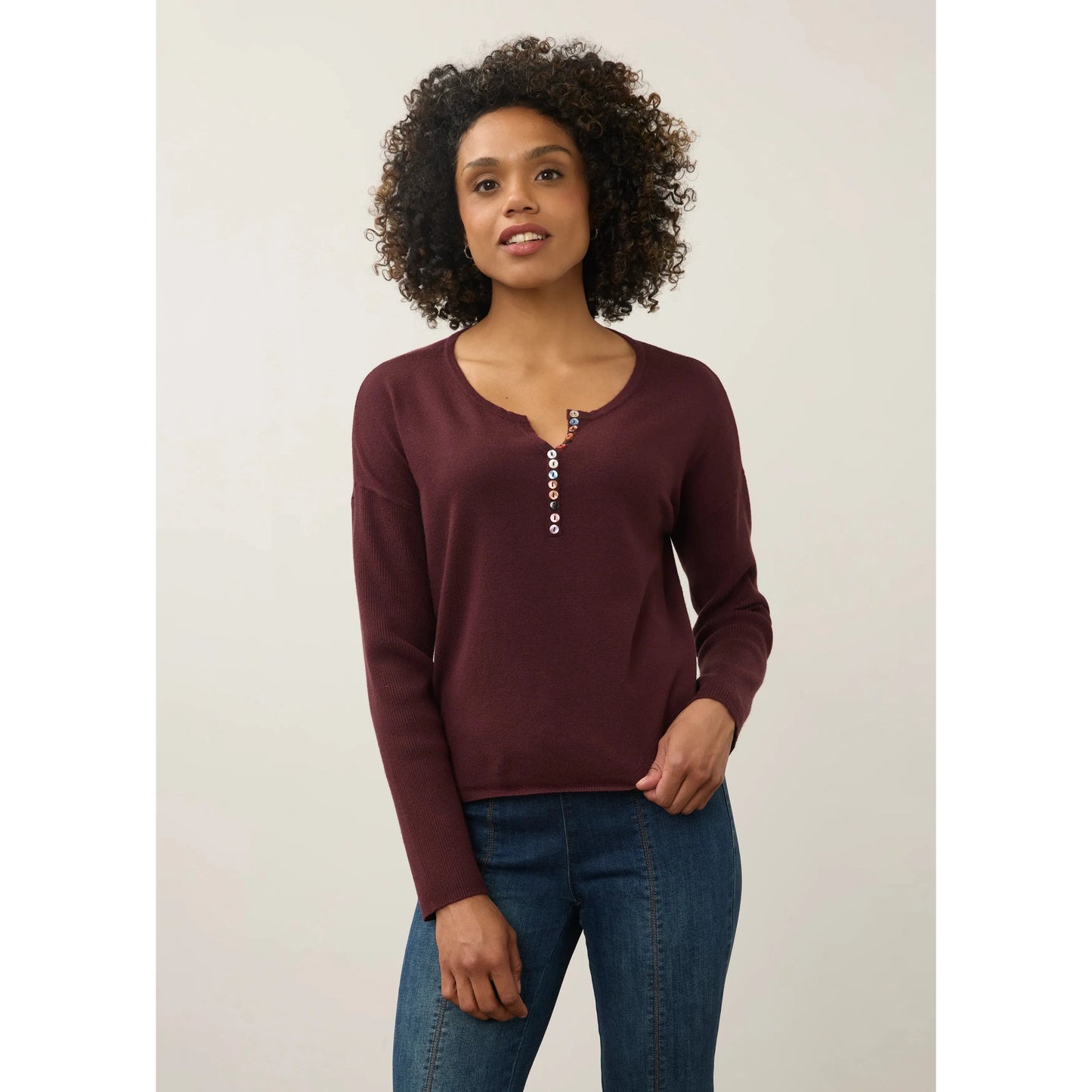 FDJ Notch Neck Rib Sleeve Sweater - Multiple Colours