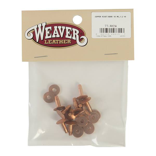 Weaver Copper Rivets and Burrs #9, 1/2"
