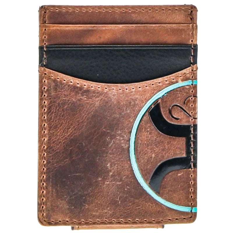 Hooey Men's Hooey 2.0 Money Clip Wallet - Brown w/Black & Turquoise