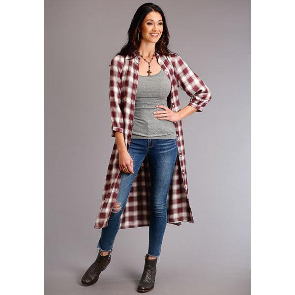 Stetson Apparel Women's Long Sleeve Shirt Dress- Wine