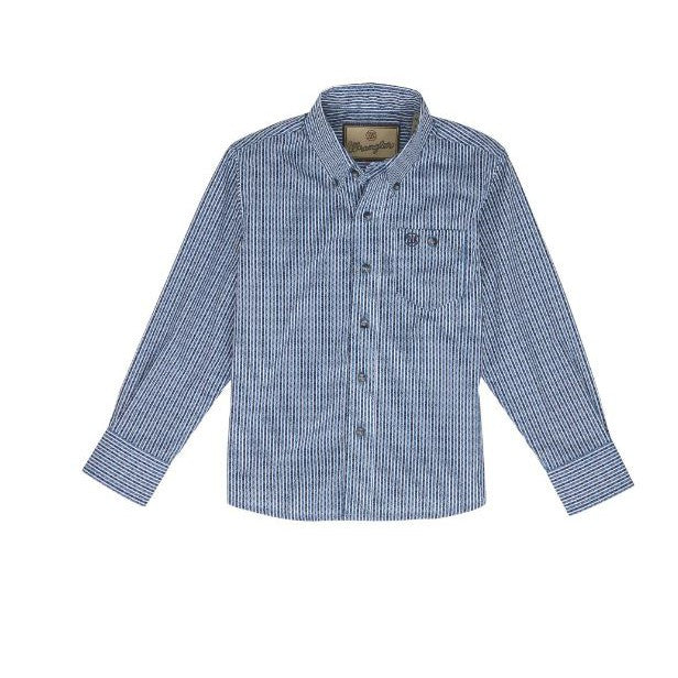 Wrangler Boy's FA 24 Long Sleeve Shirt- Blue