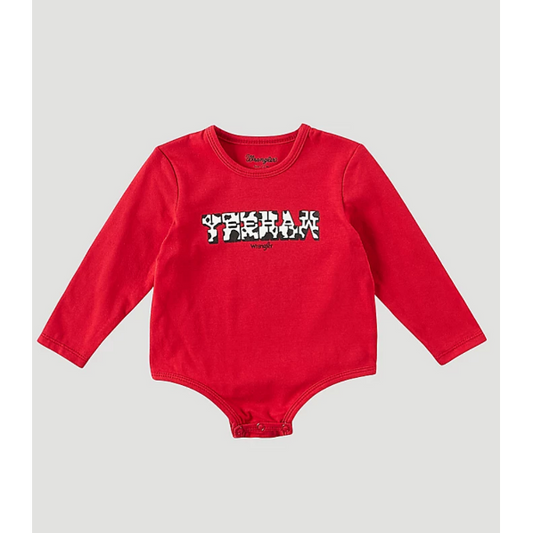 Wrangler Baby Girl's Long Sleeve YeeHaw Graphic Bodysuit - Scarlett