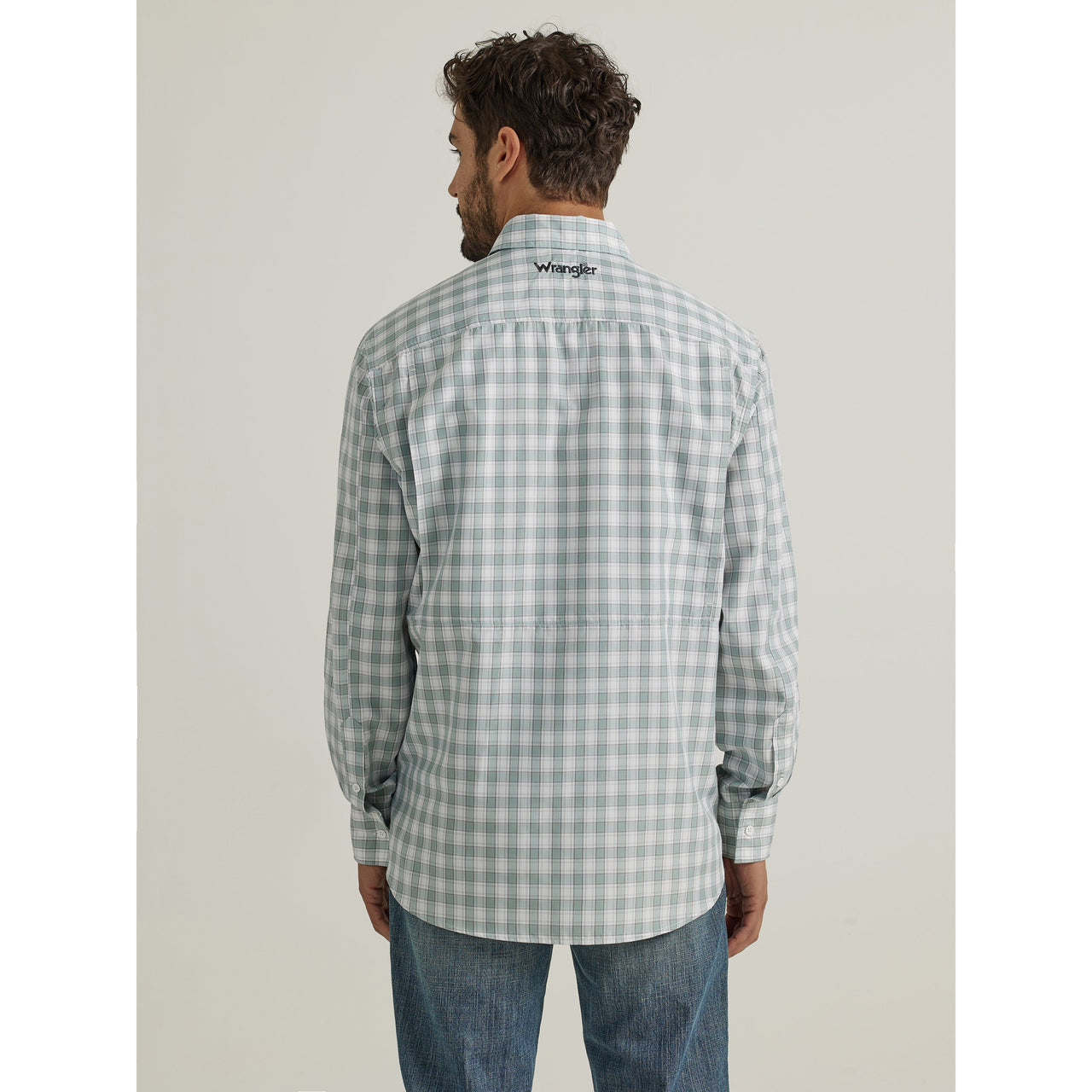 Wrangler Mens Performance Long Sleeve Plaid Shirt - Blue