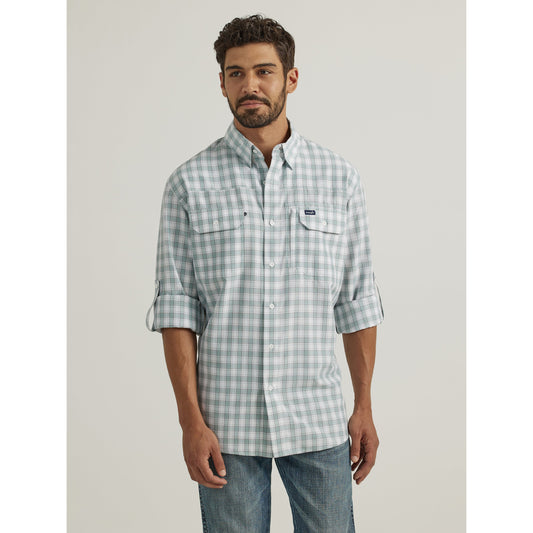 Wrangler Men's Performance Long Sleeve Plaid Shirt - Blue