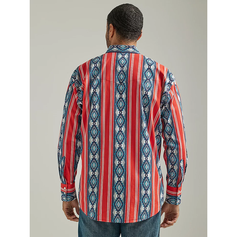 Wrangler Men's Checotah Long Sleeve Western Snap Printed Shirt - Cherry Pie Red