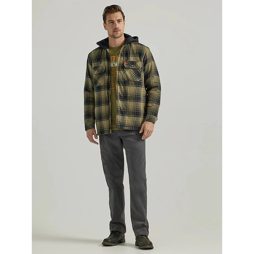 Wranglers Men's Riggs Workwear Flannel Hooded Jacket - Green