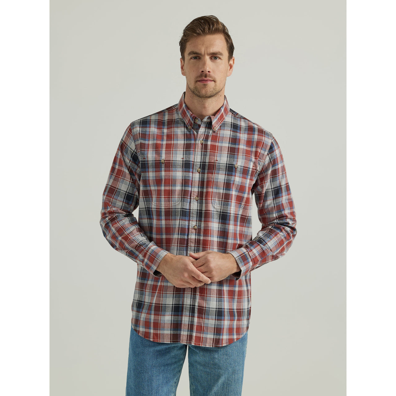 Wrangler Men's Rugged Wear Plaid Shirt - Red