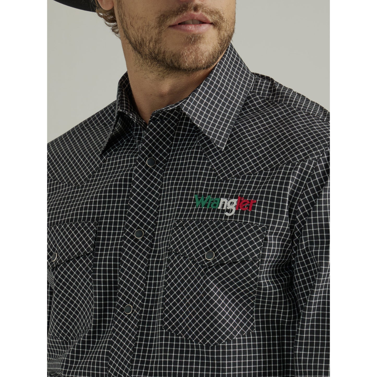 Wrangler Men's Long Sleeve Logo Shirt - Black Mexico Print