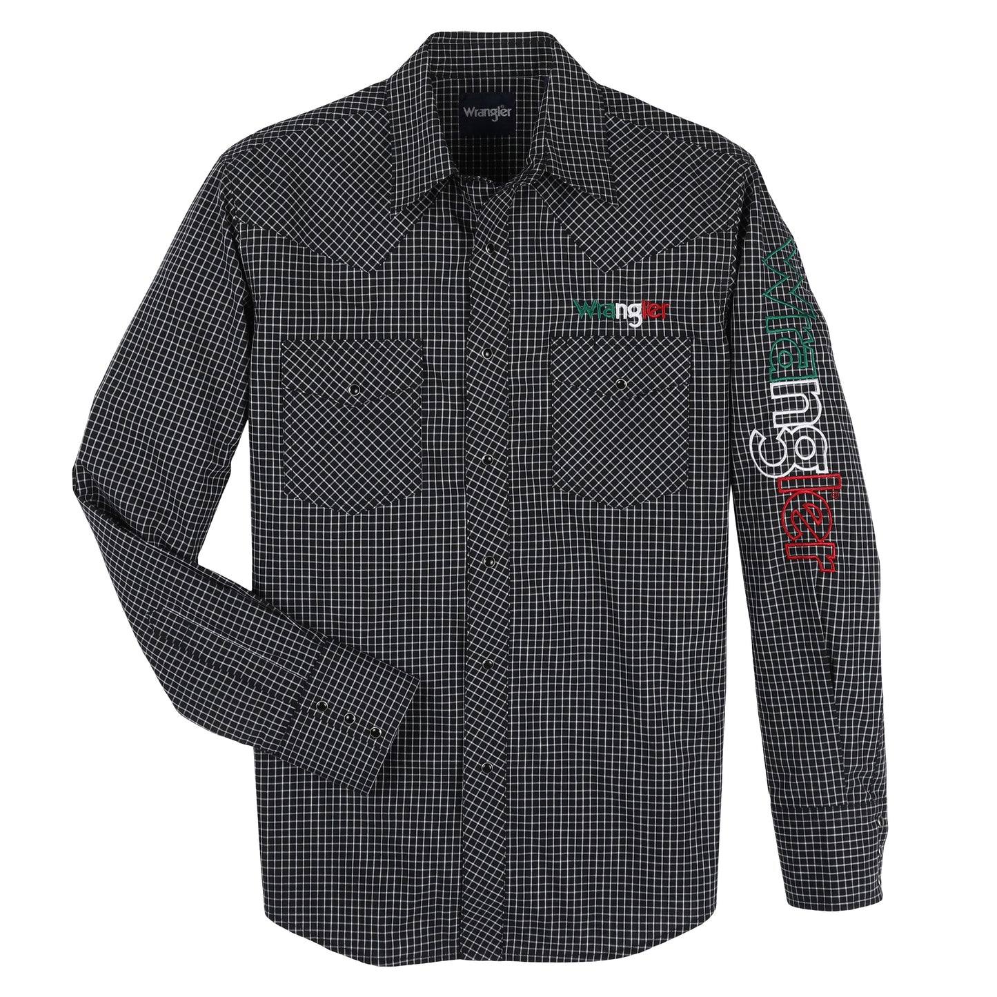Wrangler Men's Long Sleeve Logo Shirt - Black Mexico Print
