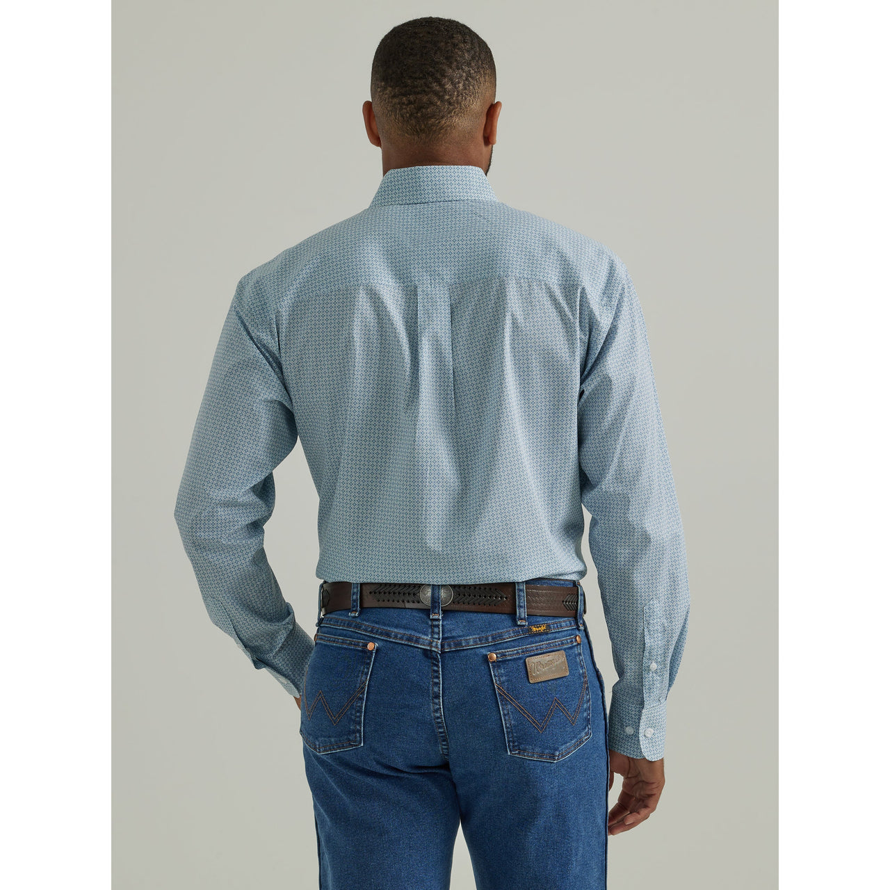 Wrangler Men's George Strait Long Sleeve Print Shirt - Blue