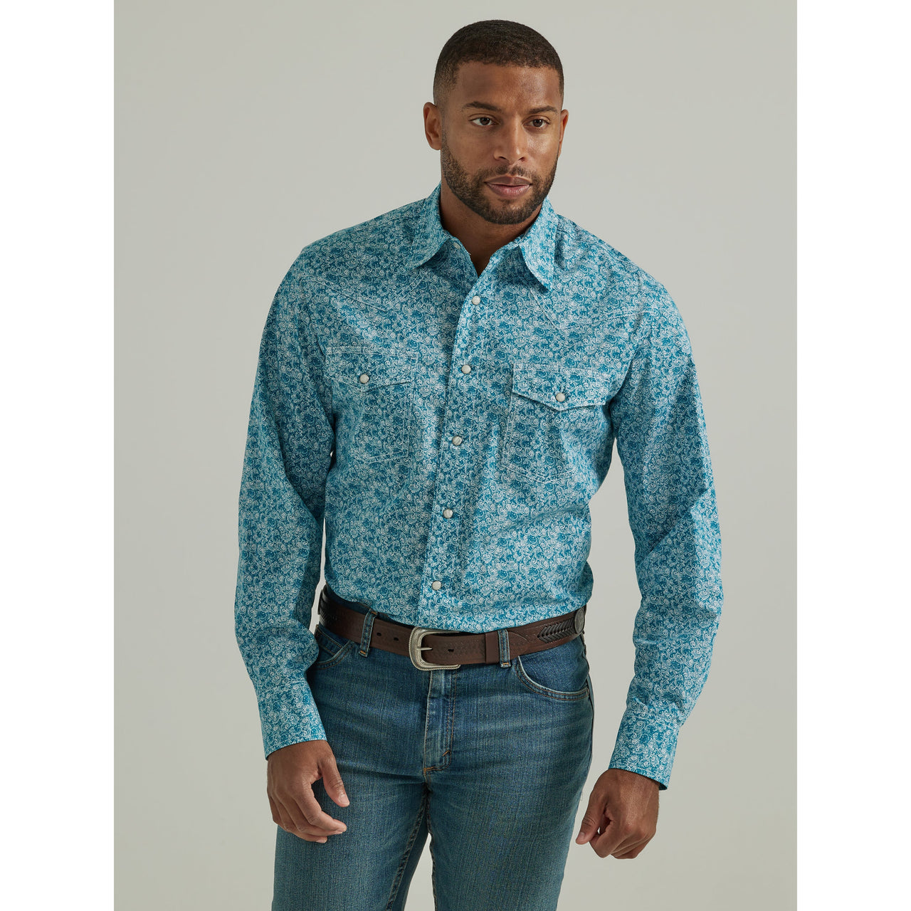 Wrangler Men's George Strait Long Sleeve Troubador Shirt - Blue