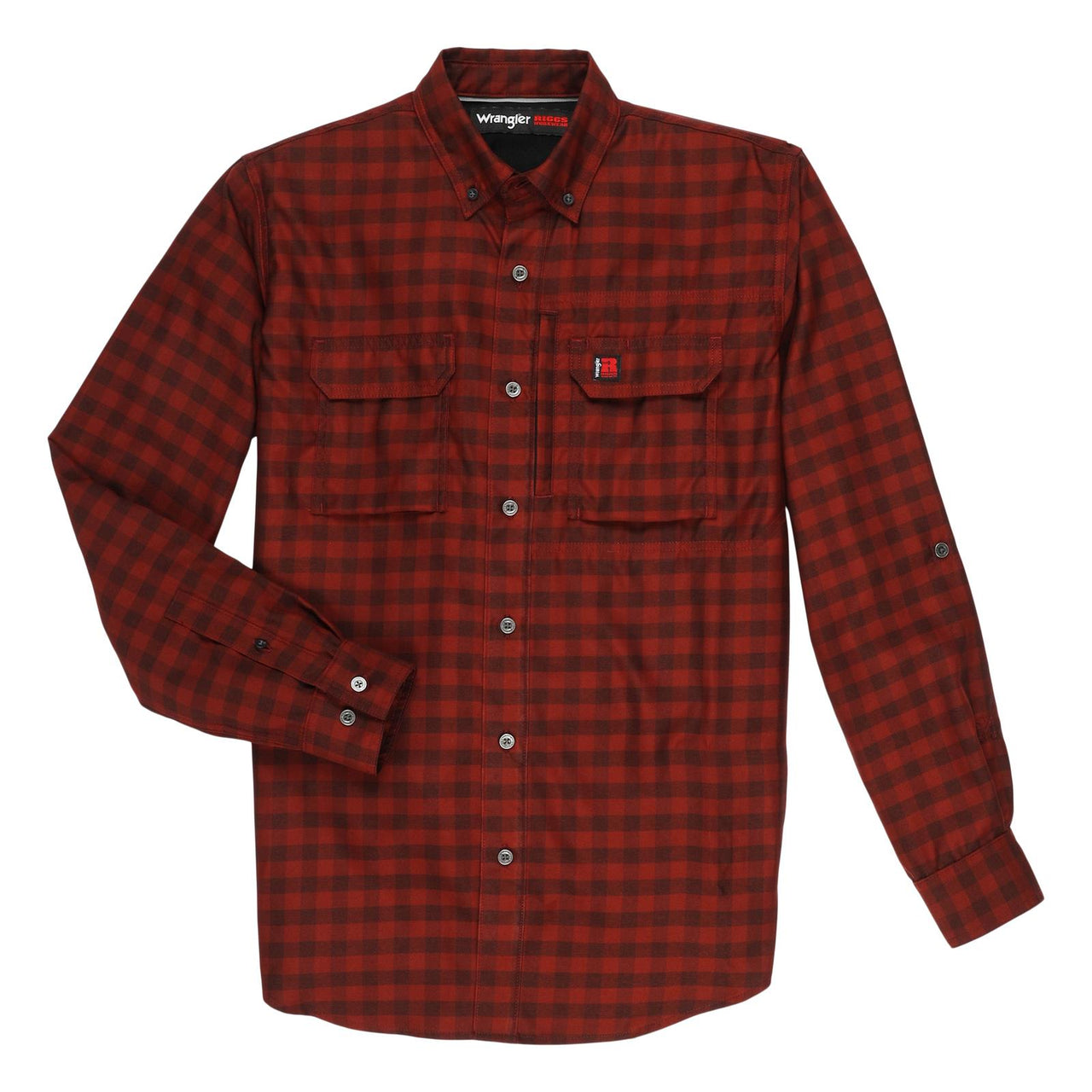 Wrangler Men's RIGGS Technical Long Sleeve Work Shirt - Red